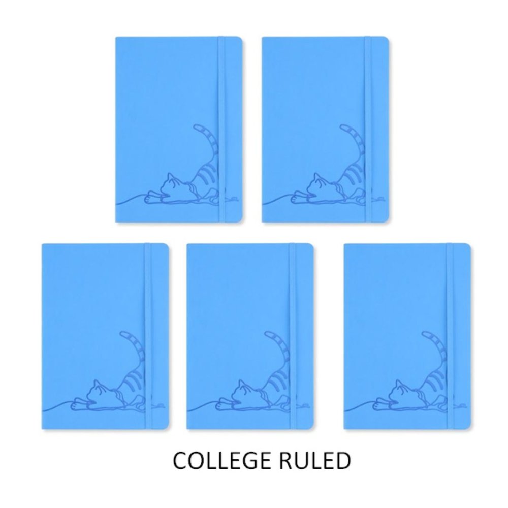 BLUE CAT A5 SOFT TOUCH COVER BANDED 5PCS (RULED)